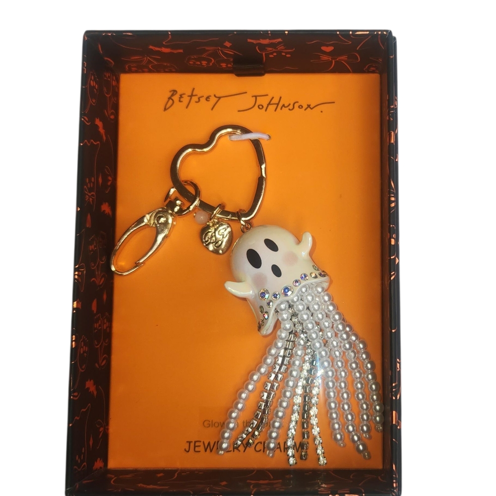 Betsey Johnson Ghost Glow In The Dark Bag Charm Keychain